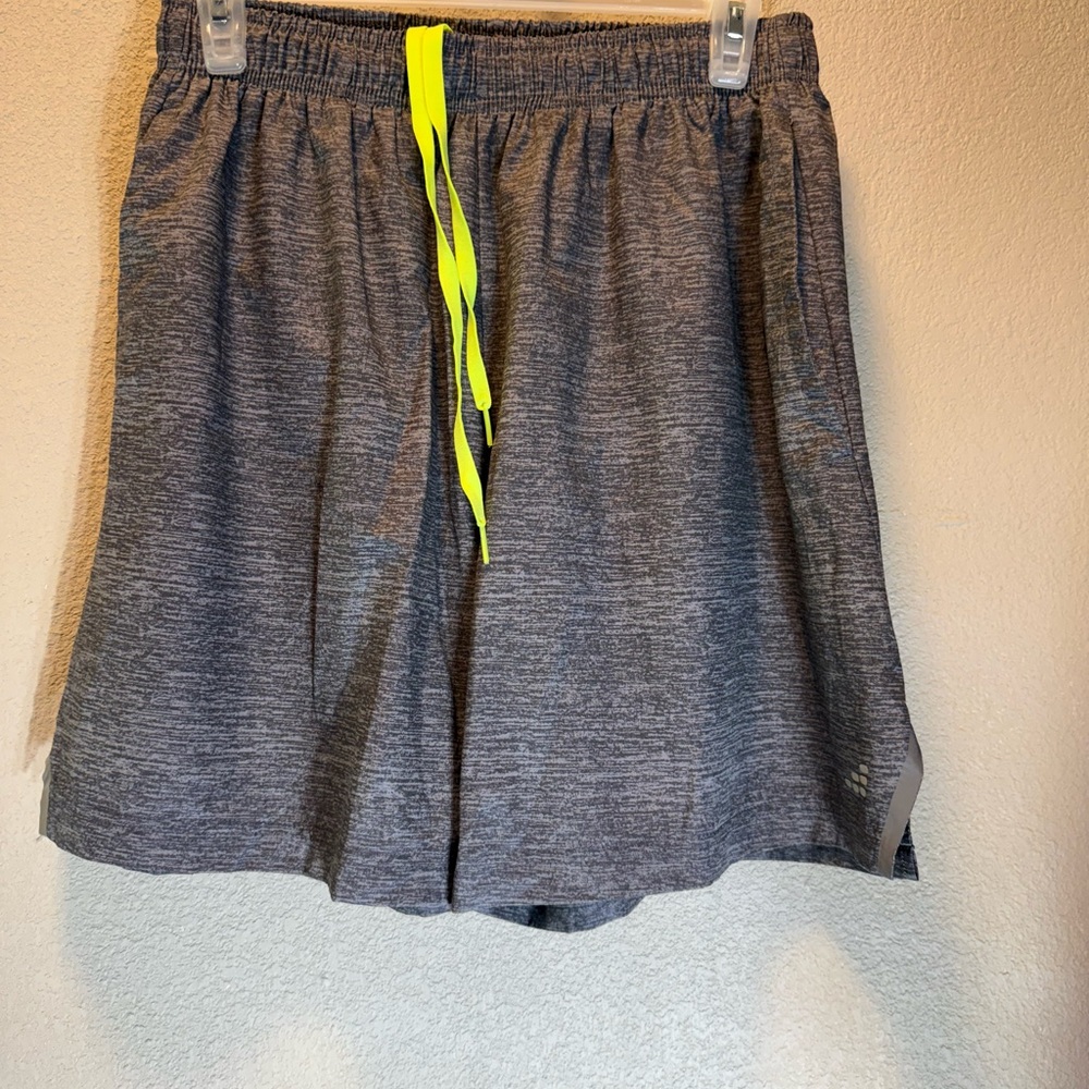 BCG Charcoal Men's Athletic running Shorts with Neon Yellow Accent